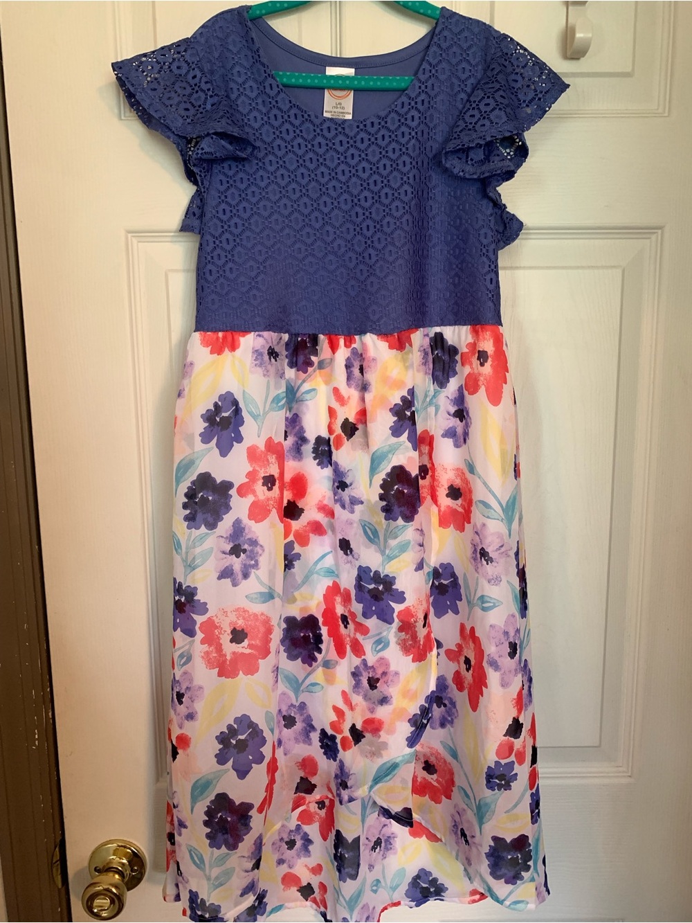 wonder nation Blue Lace Top Floral Dress